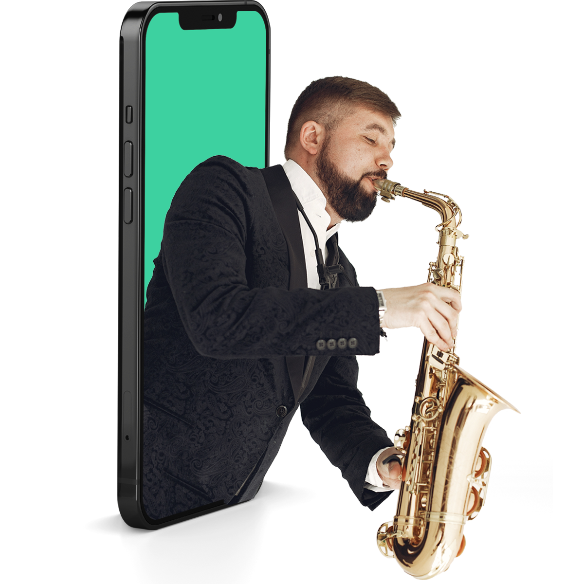 gráfico hombre tocando saxofón